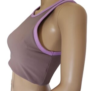 WILO The Label Racerback Sports Bra Color Block Taupe Lavender Womens Medium